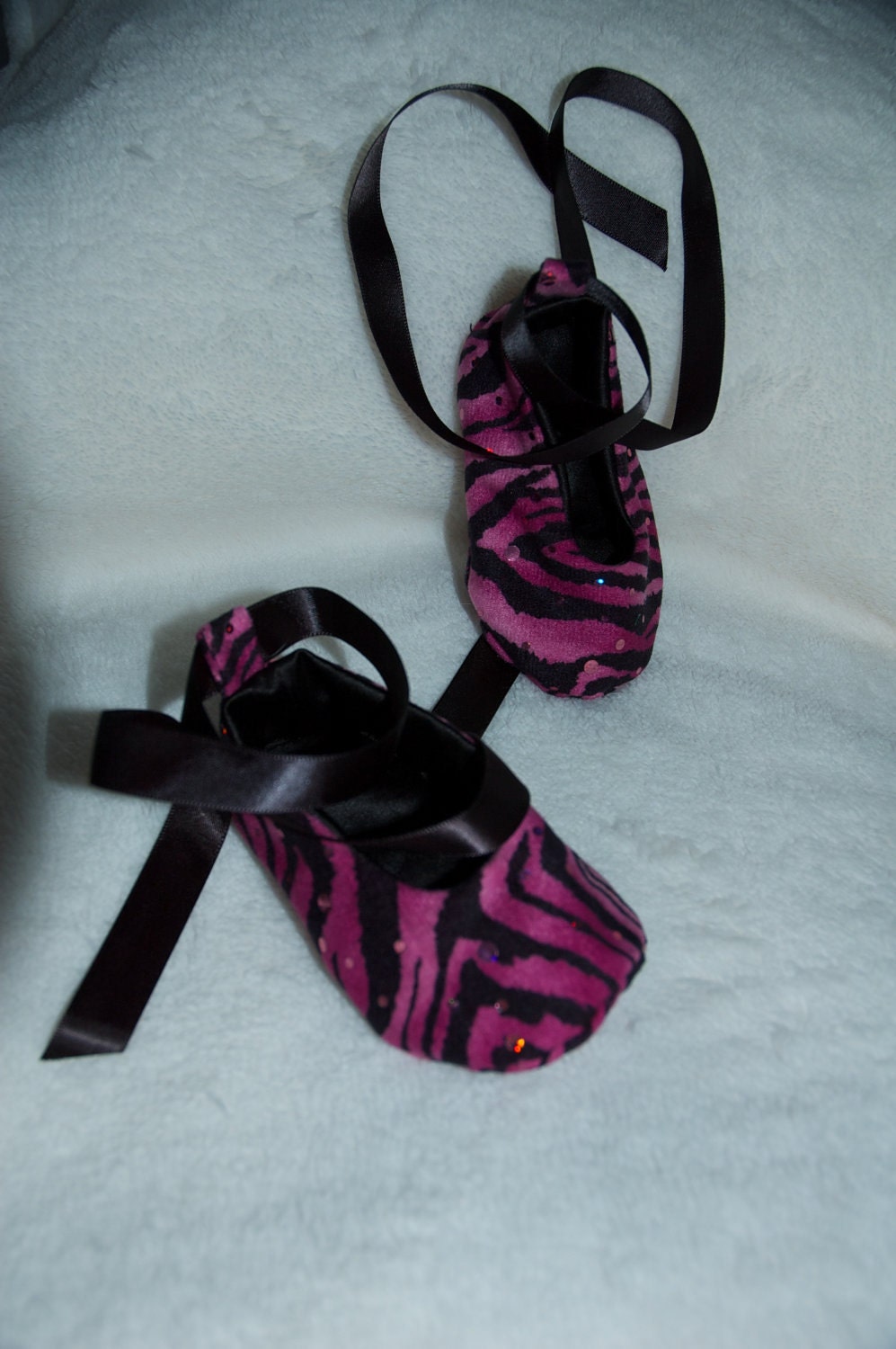 Items similar to Hot pink Zebra Ballet slippers on Etsy