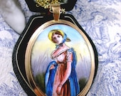 Antique Georgian Locket Bilston Enamel Gold Metal Pinchbeck c1800