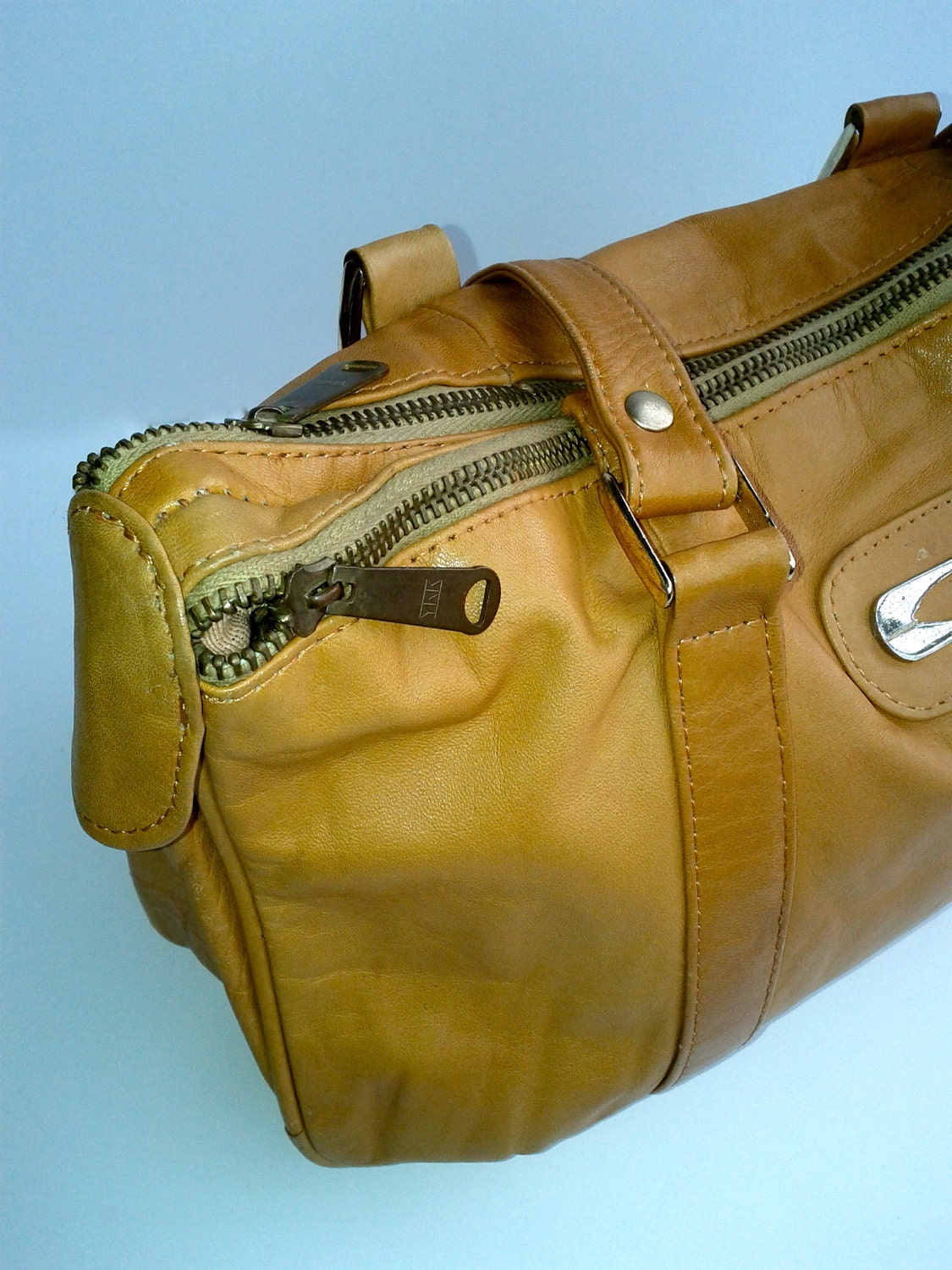 Cute Purse Mustard Camel Yellow Vintage Leather Shoulder Strap