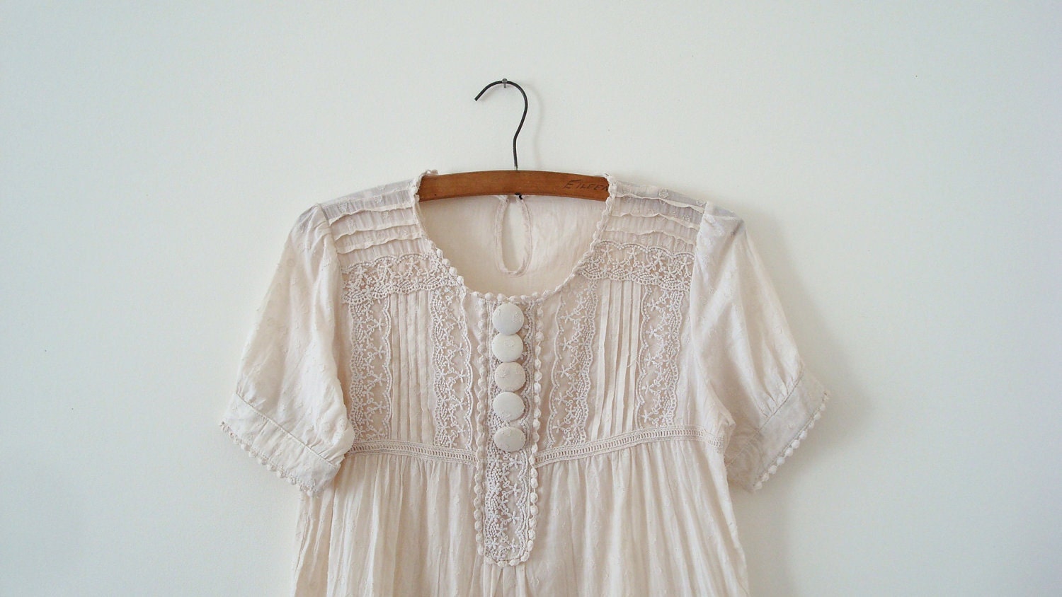 Rustic Prairie Tunic English Tea Dyed Upcycled Woman's Clothing Romantic Eco Beige Pastel Buttercream OOAK