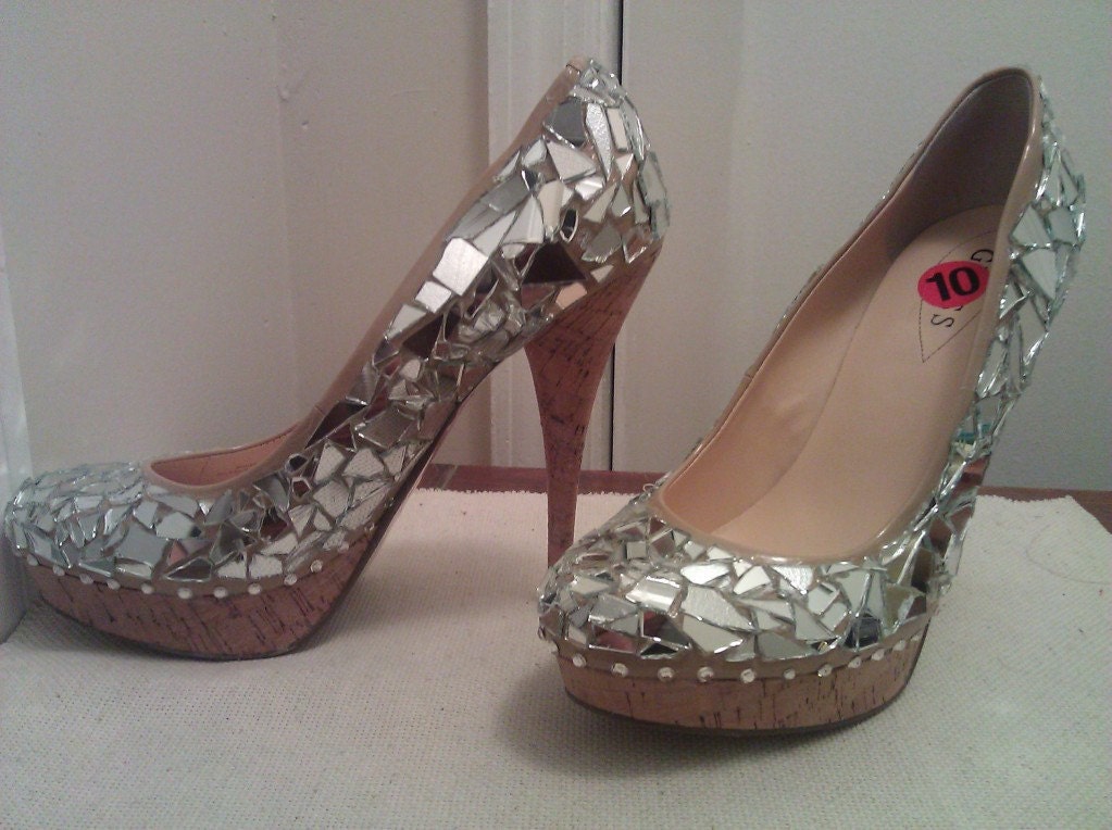 Guess Cracked mirror platform shoes with Swarovski crystals - Crazy shine