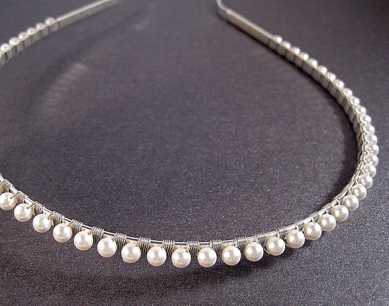 SALE - vintage-style pearl headband with
Swarovski pearls