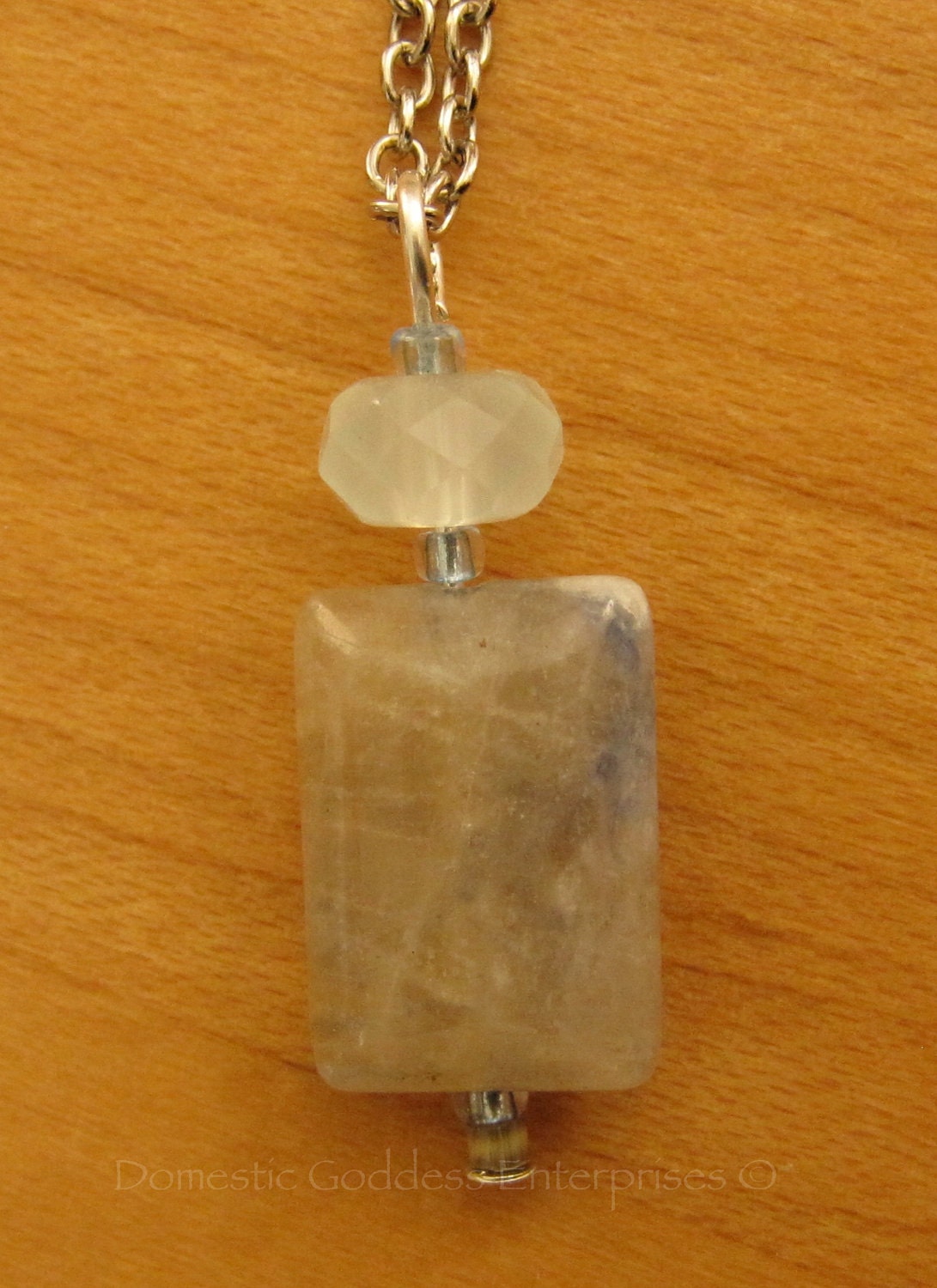 Sand and Denim Pillow Agate Charm Necklace