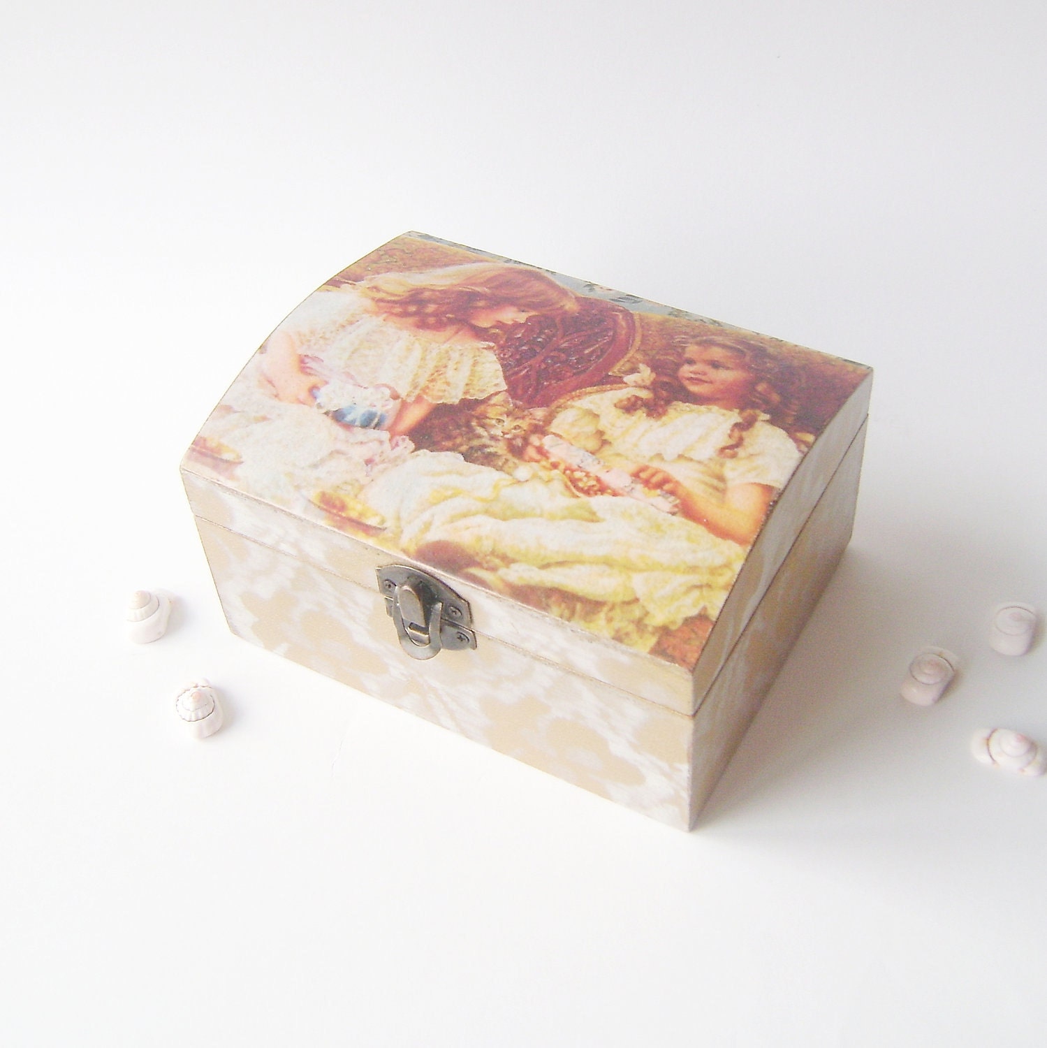 Decoupage Wooden Jewelry Box   "Girls"