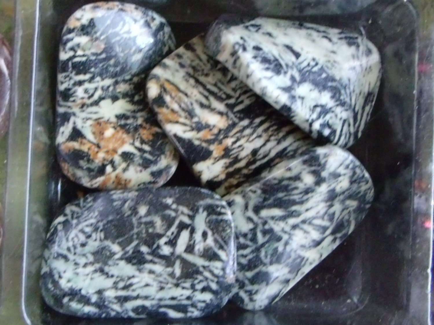 CLEARANCE - 30x20mm Wavy Fire Works Jasper Rectangle Focal beads - 7 inch strand