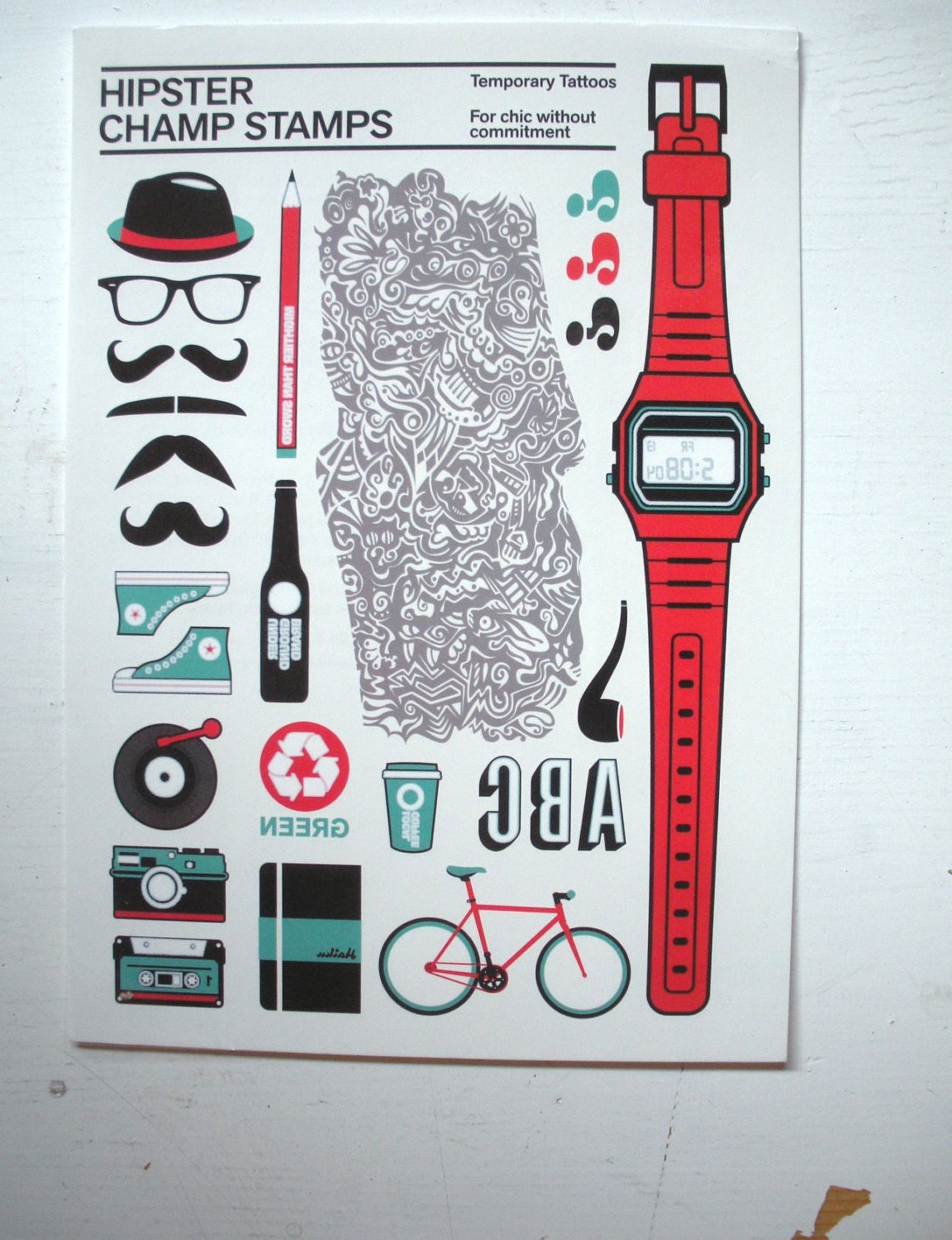 Hipster Temporary Tattoos (Champ Stamps)