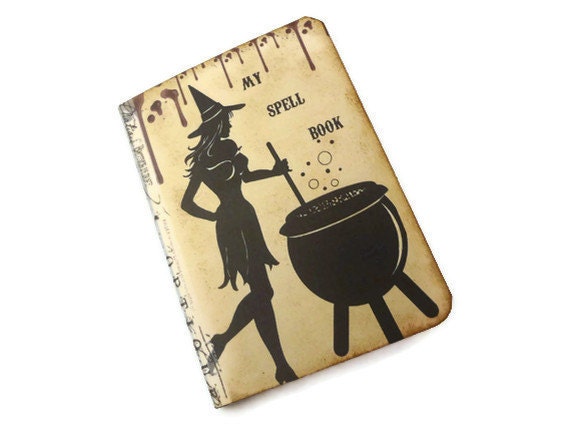 Halloween Spell Book, Mini Goth Journal, Wiccan Journal, Pagan Journal, The Book of Shadows, Witch Journal, Altered Art Journal