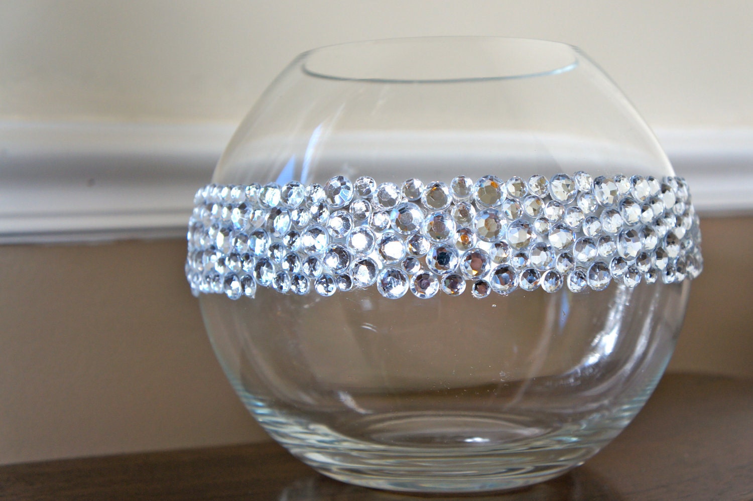 Items similar to Rhinestone Diamond Bling Vase Round 6 Inch Tall on Etsy