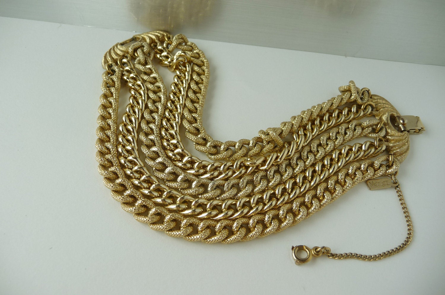 Monet Gold Chain Bracelet - Vintage 5-Chain