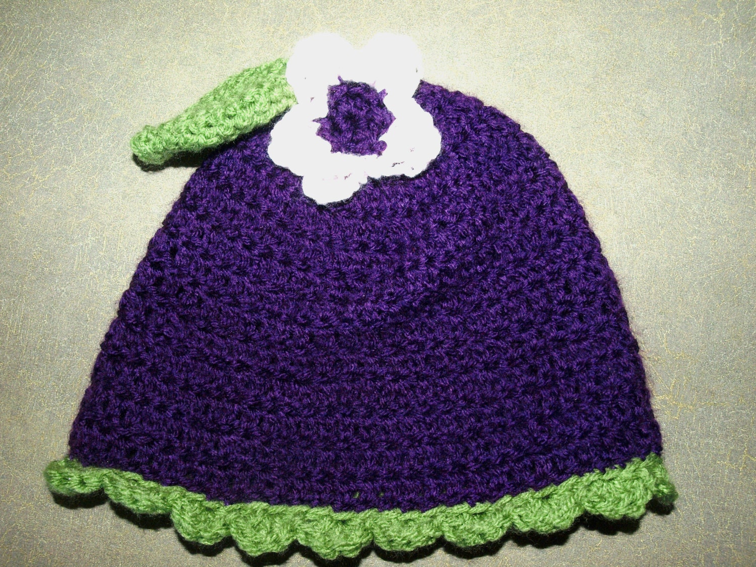 crocheted purple plum hat for kids