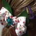 red and green rose hair bow- flower bow- summer hair clip