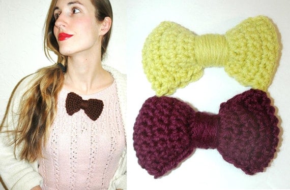 Handmade CROCHET Bowtie -  CUSTOM ORDER, Pick a Color