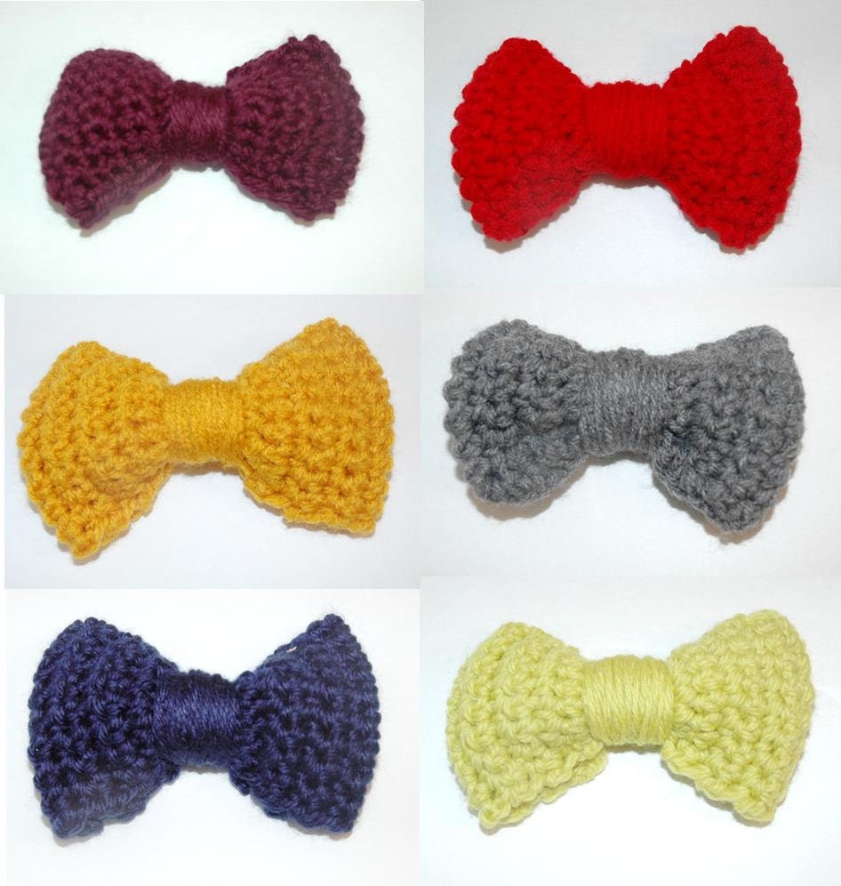 Handmade CROCHET Bowtie -  CUSTOM ORDER, Pick a Color