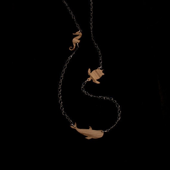 Sea Animals Long Necklace (Whale, Turtle, Seahorse)