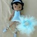 Cloth Doll Fabric Doll Blue Ballerina Black Hair - Made to Order