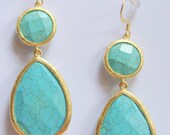 Turquoise Stone Drop Earrings Beautiful for Bridesmaids