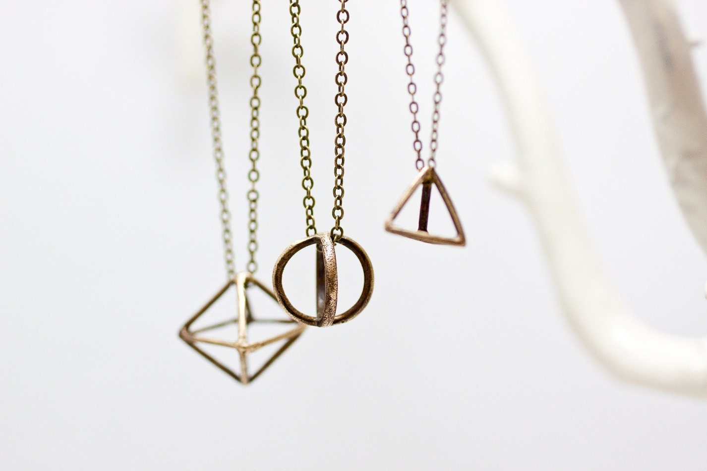 Geometric Brass Orb Pendant Necklace