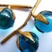 Vintage Aqua Blue Orb Glass Ball Cufflink Tie Tack Trio Brass