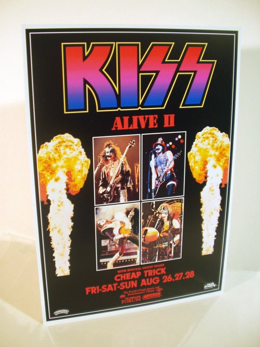 KISS ALIVE II L.A Forum Display w Repro Ticket From 1st Night Show