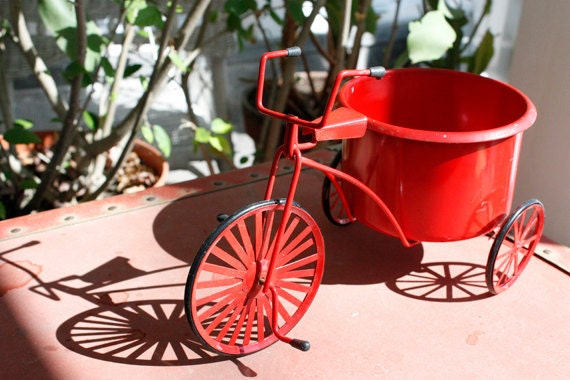 RESERVED: Red Metal Tricycle Planter - Cosima G.