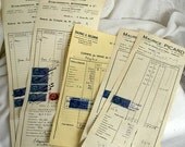 5 Vintage 1950s French invoices Original Paper Ephemera Scrap Booking and Collage Projects