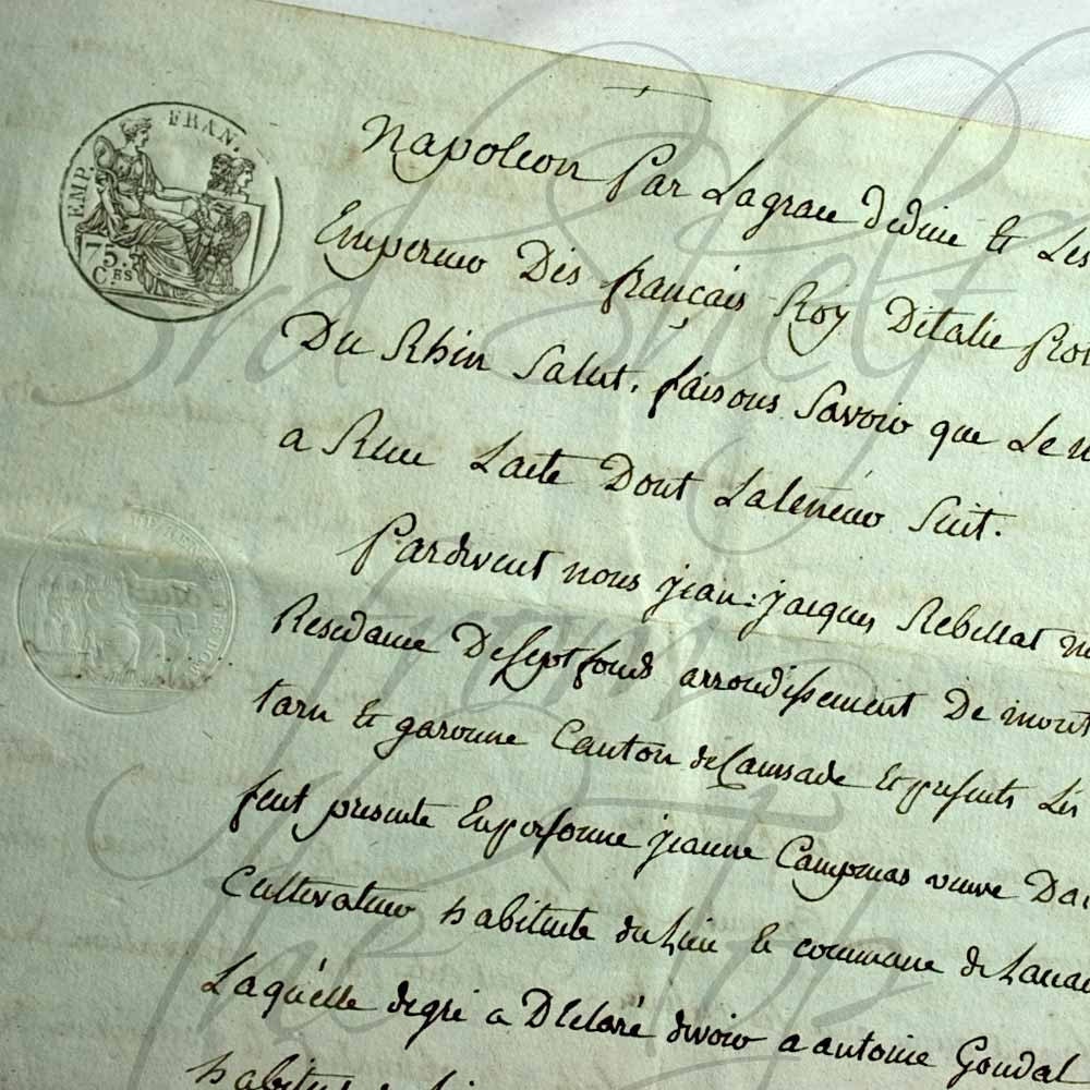 1810 French Handwritten Legal Document Original Paper Ephemera