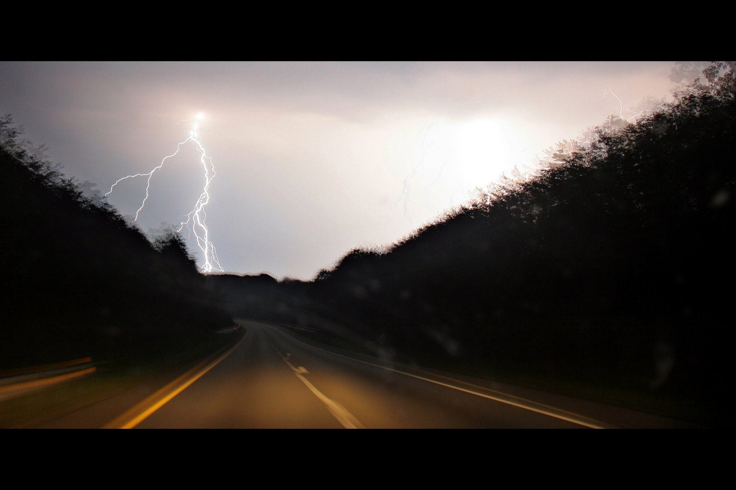 Lightning on I-70 -10 x 20 streched canvas photo, gallery wrap