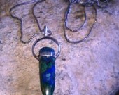 Vintage Blue Green Stone rock pendant necklace