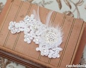 Blusher Veil, Tulle Birdcage Veil with Rhinestone and Feather Fascinator