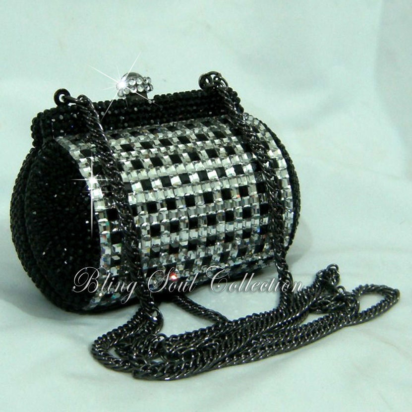 BLACK N' SILVER SECRET Box Swarovski Crystal Evening Bag
