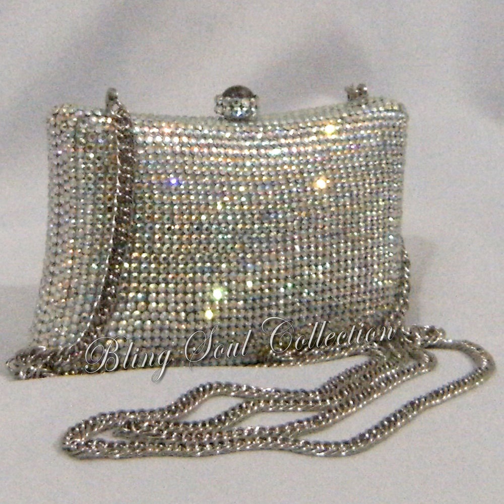 SILVER AB PILLOW Evening Crystal Clutch Bag