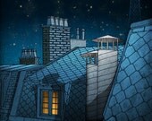 Paris illustration - Dreaming a dream - Fine art illustration - Fine art prints, Art Posters, Paris art, Paris decor, Wall art, wall decor