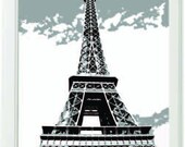 Pop art Eiffel Tower Paris 8x10 Black and White Art Print