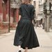 Linen Dress Gown in Black / Custom Long Bridesmaid Dress - Made to order