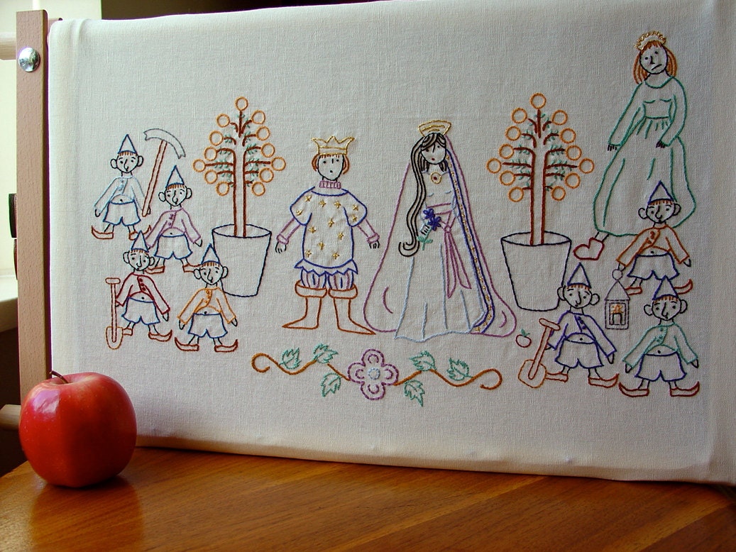 Little Snow White - 7 Dwarves - Embroidery Pattern PDF - Fairy Tale - Brothers Grimm