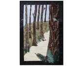 Fiber Art Quilted Wall Hanging Quilt,  Nature Scene, Trees