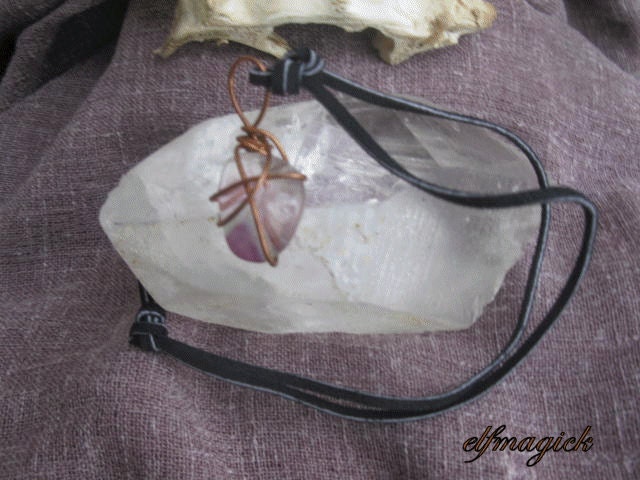 recycled Copper wire wrapped fluorite