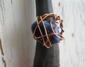 recycled copper wire wrapped sodalite magick ring