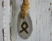 othala deer antler shed rune pendant on yellow buckskin