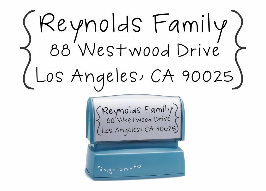 Bracketed Handwritten Self Inking Return Address Stamp - Personalized Envelope Stationary Stamp