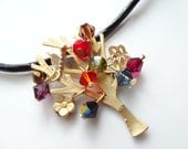Wish Tree Necklace-Swarovski Necklace - Leather Necklace-Free Shipping
