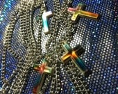 Seapunk Rainbow Cross Chain Necklace