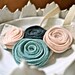 Large Felt Flower Necklace in Peach, Turquoise, and Navy