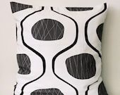 Pillow cover 20x20 . Accent pillow Black Grey and White print. Natural cotton