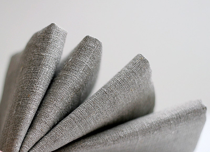 Natural history linen napkin set of 4 - grey - 12x12 inch size