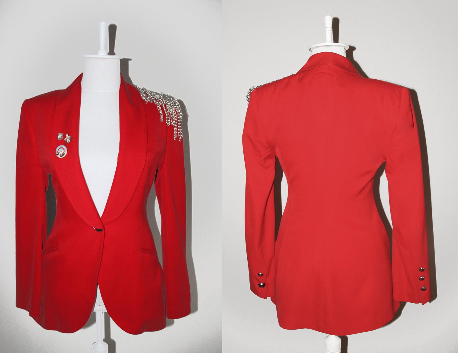 Slim Fit Red Vintage Blazer Jacket