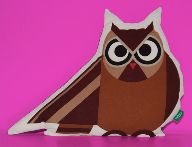 Owl 100% cotton decorative cushion by Bibu.