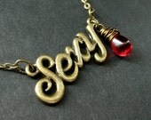 Sexy Charm Necklace in Bronze and Smokin' Hot Red with Wire Wrapped Teardrop