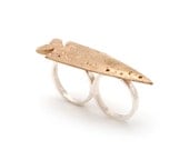 Bronze Arrowhead Knuckle Duster with Sterling Silver Bands