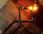 Floor Lamp - Vintage Bottle - Pipe Fixture - Steampunk Lighting